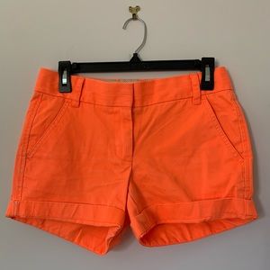 J Crew Neon Orange Chino Cotton Shorts Size 0